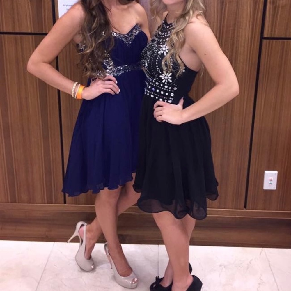 Navy Strapless Dress